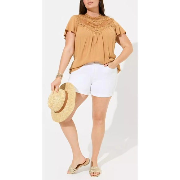 Torrid Washable Crinkle Gauze Yoke Flutter SS Top Plus Size 2 2X Boho Festival - Picture 14 of 14